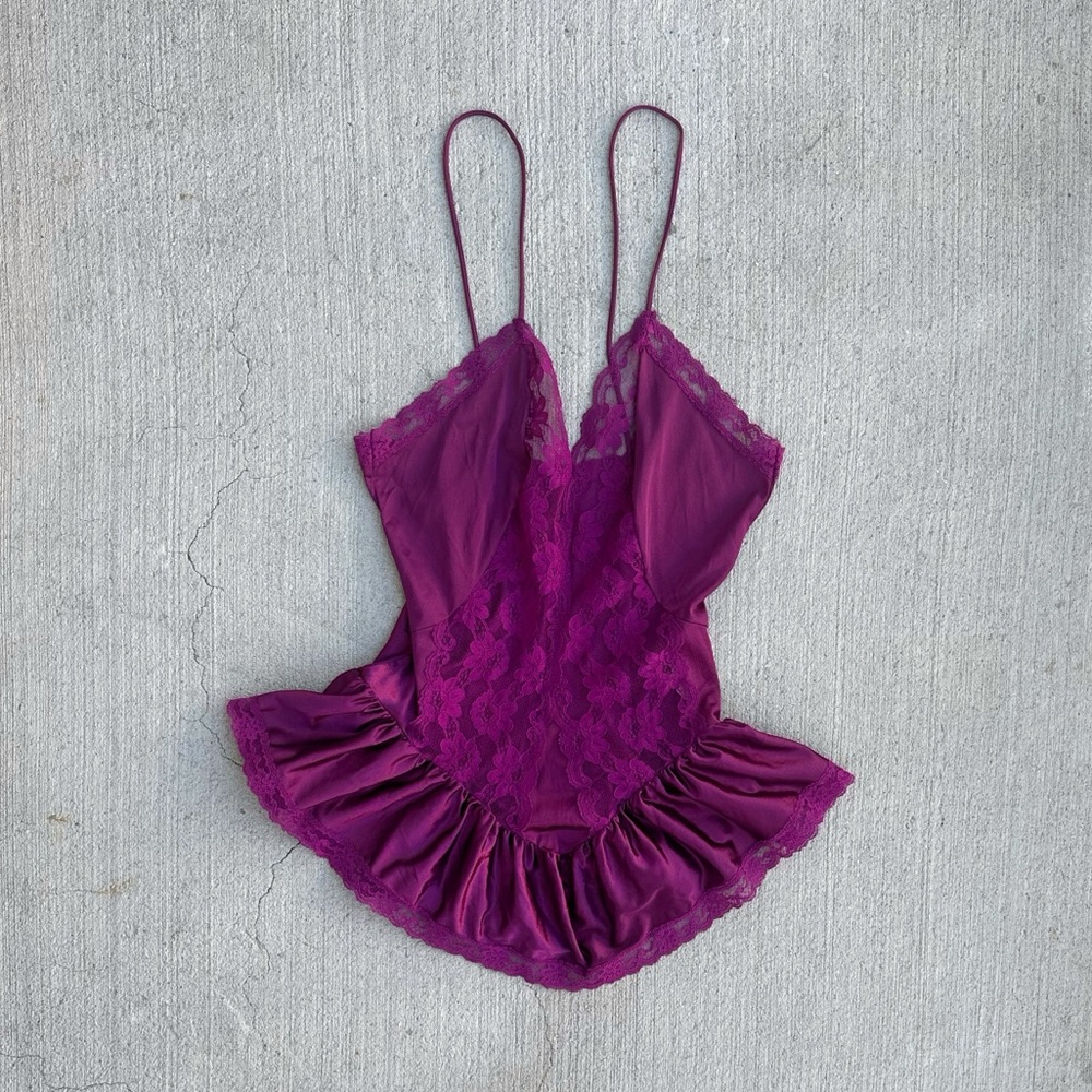 vintage satin purple high cut babydoll